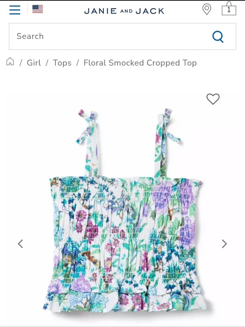 Janie and Jack Purple, Green & Blue Floral Smocked Tank NWT